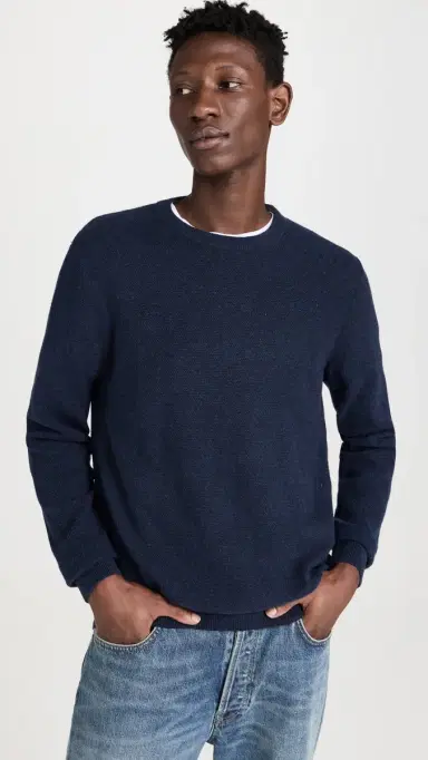 Faherty Jackson Crew Sweater Navy Heather L | Thumbnail 2 Faherty Jackson Crew Sweater Navy Heather L | Thumbnail 2