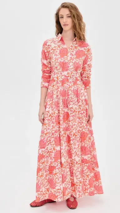Guadalupe Design eredith Floral Dress Coral | Thumbnail 2 Guadalupe Design eredith Floral Dress Coral | Thumbnail 2