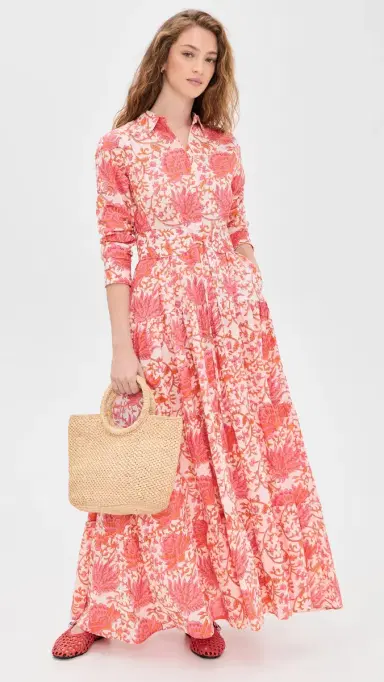 Guadalupe Design eredith Floral Dress Coral | Thumbnail 5 Guadalupe Design eredith Floral Dress Coral | Thumbnail 5
