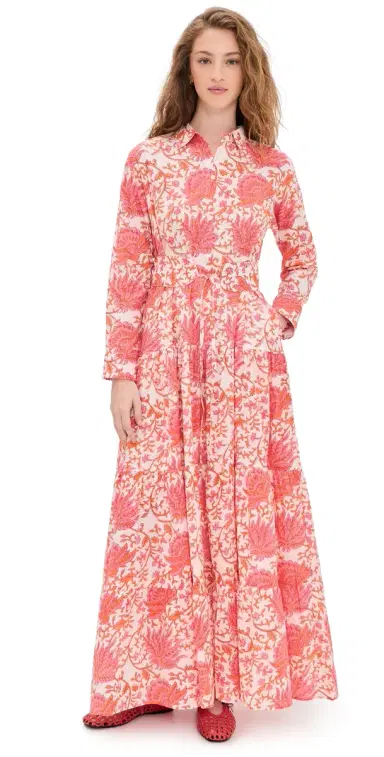 Guadalupe Design eredith Floral Dress Coral | Thumbnail 1 Guadalupe Design eredith Floral Dress Coral | Thumbnail 1