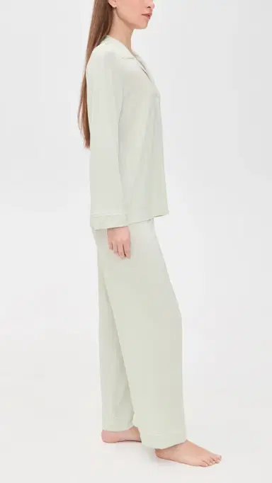 Eberjey Gisele Long Pajama Set Sea Foam/Ivory M | Thumbnail 4 Eberjey Gisele Long Pajama Set Sea Foam/Ivory M | Thumbnail 4
