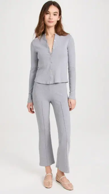 DONNI. DONNI. Rib Kick Flare Trousers Heather Grey M | Thumbnail 5 DONNI. DONNI. Rib Kick Flare Trousers Heather Grey M | Thumbnail 5