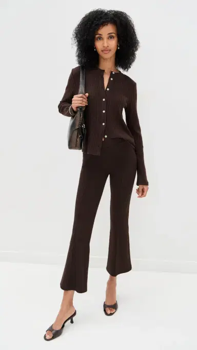 DONNI. DONNI. Rib Kick Flare Trousers Espresso L | Thumbnail 5 DONNI. DONNI. Rib Kick Flare Trousers Espresso L | Thumbnail 5