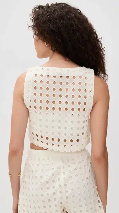 LE BOP Eyelet Desiree Cropped Tank Ivory L | Thumbnail 3 LE BOP Eyelet Desiree Cropped Tank Ivory L | Thumbnail 3