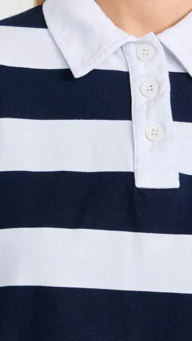 Stateside Navy Rugby Stripe Short Sleeve Boxy Polo White | Thumbnail 6 Stateside Navy Rugby Stripe Short Sleeve Boxy Polo White | Thumbnail 6