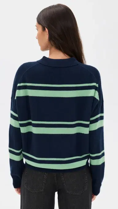 Renggli Cashmere Striped Polo idnight/Jade | Thumbnail 3 Renggli Cashmere Striped Polo idnight/Jade | Thumbnail 3
