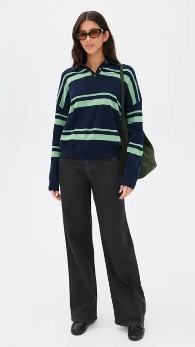 Renggli Cashmere Striped Polo idnight/Jade | Thumbnail 5 Renggli Cashmere Striped Polo idnight/Jade | Thumbnail 5