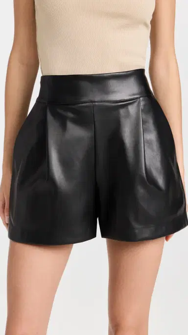 Susana Monaco Faux Leather Pleated Shorts Black | Thumbnail 2 Susana Monaco Faux Leather Pleated Shorts Black | Thumbnail 2