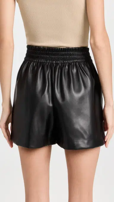 Susana Monaco Faux Leather Pleated Shorts Black | Thumbnail 3 Susana Monaco Faux Leather Pleated Shorts Black | Thumbnail 3