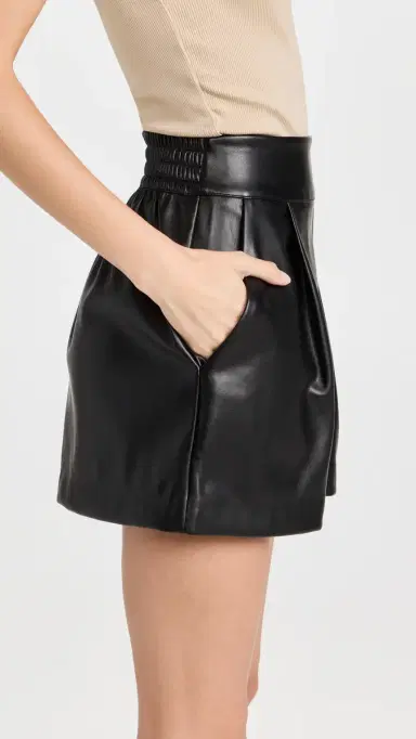 Susana Monaco Faux Leather Pleated Shorts Black | Thumbnail 4 Susana Monaco Faux Leather Pleated Shorts Black | Thumbnail 4