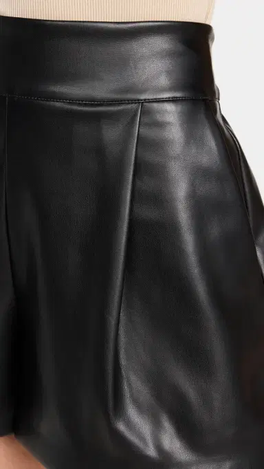 Susana Monaco Faux Leather Pleated Shorts Black | Thumbnail 6 Susana Monaco Faux Leather Pleated Shorts Black | Thumbnail 6