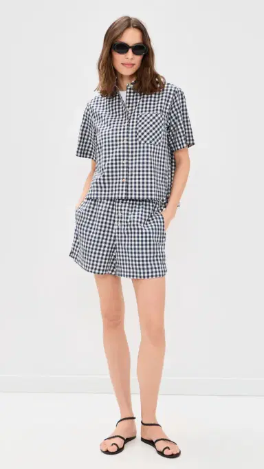 Marine Layer Poplin Boxer Shorts Navy/White Gingham | Thumbnail 5 Marine Layer Poplin Boxer Shorts Navy/White Gingham | Thumbnail 5