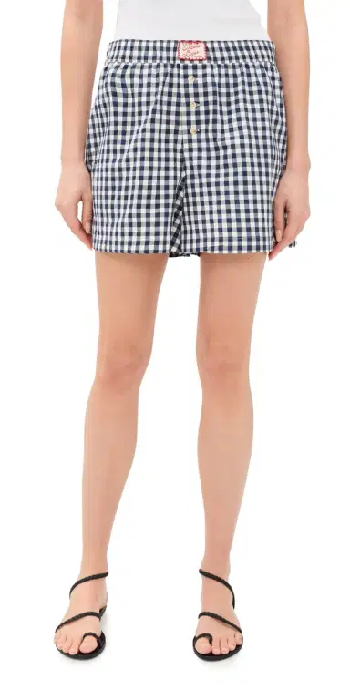 Marine Layer Poplin Boxer Shorts Navy/White Gingham | Thumbnail 1 Marine Layer Poplin Boxer Shorts Navy/White Gingham | Thumbnail 1