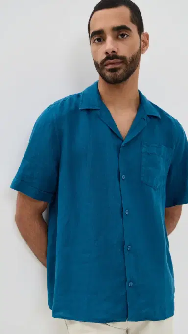 Vilebrequin Charli Linen Camp Shirt Paon | Thumbnail 2 Vilebrequin Charli Linen Camp Shirt Paon | Thumbnail 2