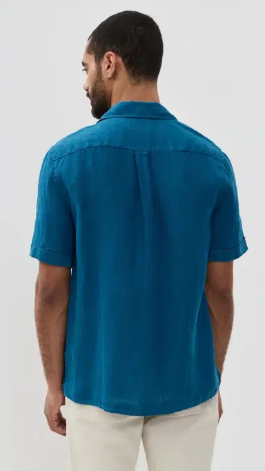 Vilebrequin Charli Linen Camp Shirt Paon | Thumbnail 3 Vilebrequin Charli Linen Camp Shirt Paon | Thumbnail 3