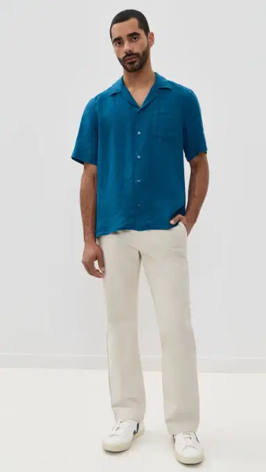 Vilebrequin Charli Linen Camp Shirt Paon | Thumbnail 5 Vilebrequin Charli Linen Camp Shirt Paon | Thumbnail 5