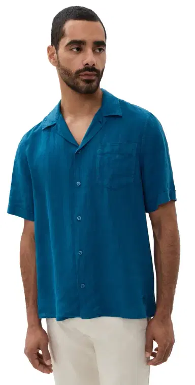 Vilebrequin Charli Linen Camp Shirt Paon | Thumbnail 1 Vilebrequin Charli Linen Camp Shirt Paon | Thumbnail 1