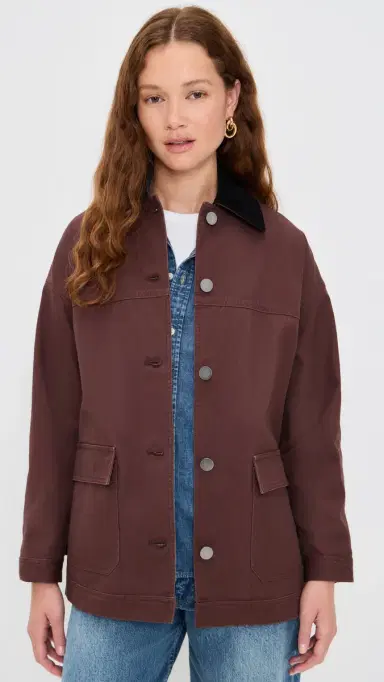 LE BOP Dree Mid- Length Oversized Barn Jacket Chocolate | Thumbnail 2 LE BOP Dree Mid- Length Oversized Barn Jacket Chocolate | Thumbnail 2
