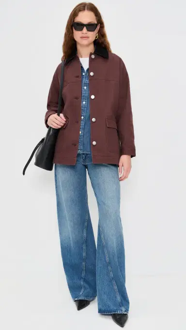 LE BOP Dree Mid- Length Oversized Barn Jacket Chocolate | Thumbnail 5 LE BOP Dree Mid- Length Oversized Barn Jacket Chocolate | Thumbnail 5