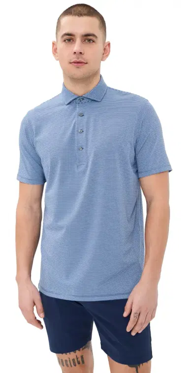 Greyson Saranac Striped Polo Falcon/Wolf Blue | Thumbnail 1 Greyson Saranac Striped Polo Falcon/Wolf Blue | Thumbnail 1
