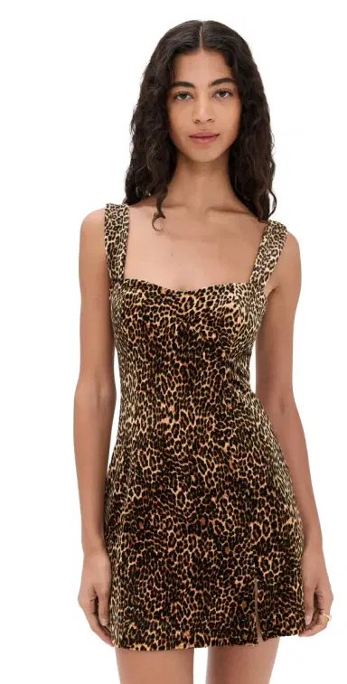 Good American Velvet Mini Dress Mini ucky eopard | Thumbnail 1 Good American Velvet Mini Dress Mini ucky eopard | Thumbnail 1