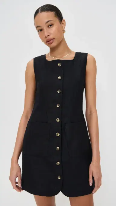 POSSE Emma Button Down Mini Dress Black | Thumbnail 2 POSSE Emma Button Down Mini Dress Black | Thumbnail 2