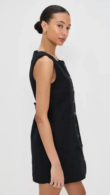 POSSE Emma Button Down Mini Dress Black | Thumbnail 4 POSSE Emma Button Down Mini Dress Black | Thumbnail 4
