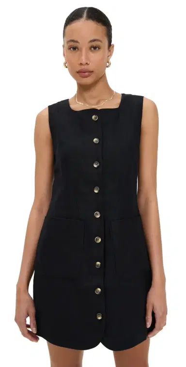 POSSE Emma Button Down Mini Dress Black | Thumbnail 1 POSSE Emma Button Down Mini Dress Black | Thumbnail 1
