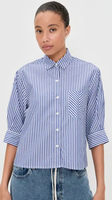 rag & bone Lucia tripe Poplin Shirt Navy tripe | Thumbnail 2 rag & bone Lucia tripe Poplin Shirt Navy tripe | Thumbnail 2