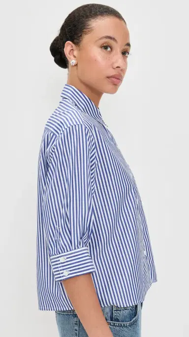 rag & bone Lucia tripe Poplin Shirt Navy tripe | Thumbnail 4 rag & bone Lucia tripe Poplin Shirt Navy tripe | Thumbnail 4