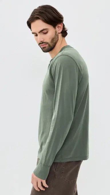 Save Khaki Long Sleeve upima Jersey Henley Basil | Thumbnail 4 Save Khaki Long Sleeve upima Jersey Henley Basil | Thumbnail 4