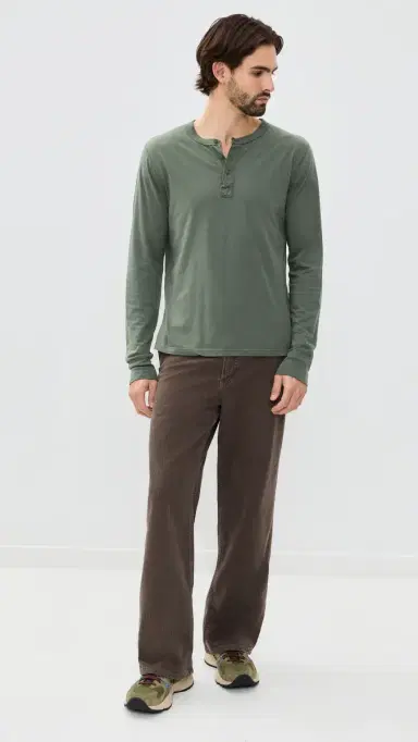Save Khaki Long Sleeve upima Jersey Henley Basil | Thumbnail 5 Save Khaki Long Sleeve upima Jersey Henley Basil | Thumbnail 5