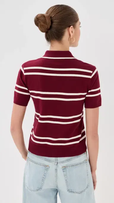 State & Lake Short Sleeve triped Polo Oxblood/White | Thumbnail 3 State & Lake Short Sleeve triped Polo Oxblood/White | Thumbnail 3