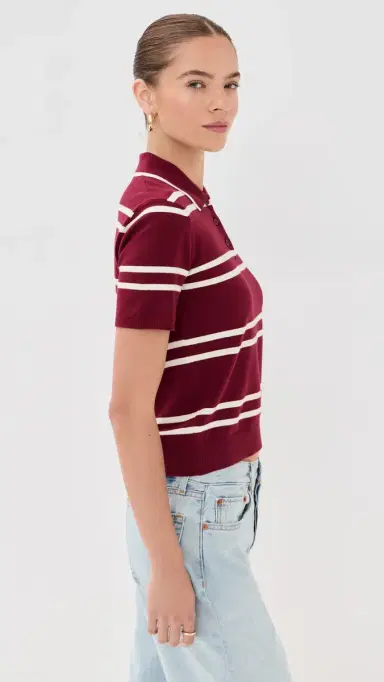 State & Lake Short Sleeve triped Polo Oxblood/White | Thumbnail 4 State & Lake Short Sleeve triped Polo Oxblood/White | Thumbnail 4