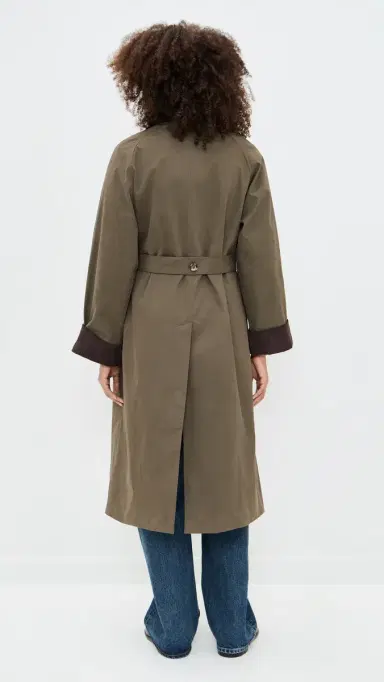 Moon River Corduroy Detail Trench Coat Olive | Thumbnail 3 Moon River Corduroy Detail Trench Coat Olive | Thumbnail 3