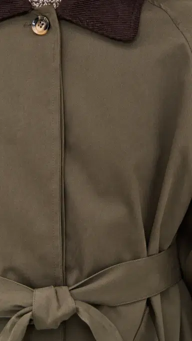 Moon River Corduroy Detail Trench Coat Olive | Thumbnail 6 Moon River Corduroy Detail Trench Coat Olive | Thumbnail 6