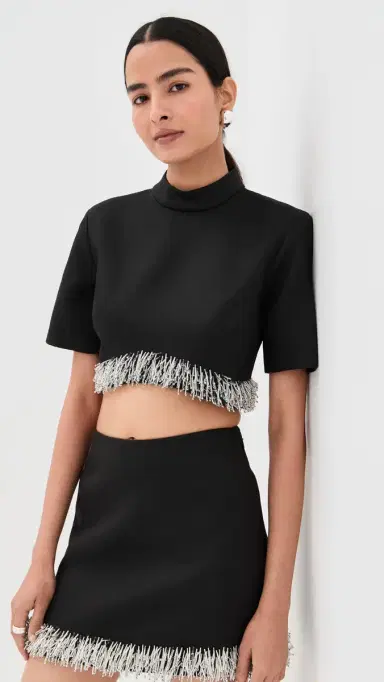 SIMKHAI Jalen Cropped Top Black | Thumbnail 2 SIMKHAI Jalen Cropped Top Black | Thumbnail 2