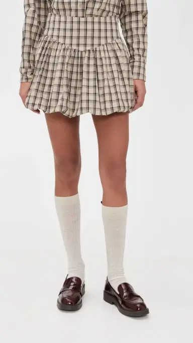 LE BOP Zoe Bubble Skirt Khaki Check | Thumbnail 2 LE BOP Zoe Bubble Skirt Khaki Check | Thumbnail 2