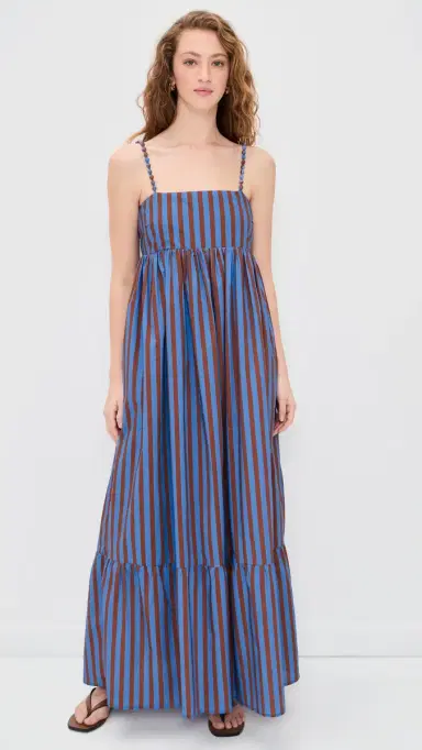 English Factory Big Stripe Maxi Dress Blue/Brown Stripe | Thumbnail 2 English Factory Big Stripe Maxi Dress Blue/Brown Stripe | Thumbnail 2