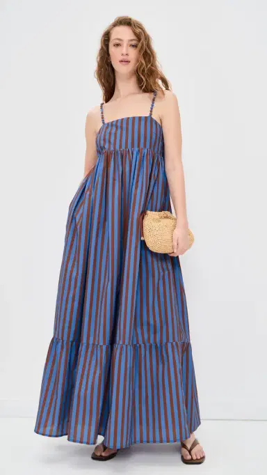 English Factory Big Stripe Maxi Dress Blue/Brown Stripe | Thumbnail 5 English Factory Big Stripe Maxi Dress Blue/Brown Stripe | Thumbnail 5