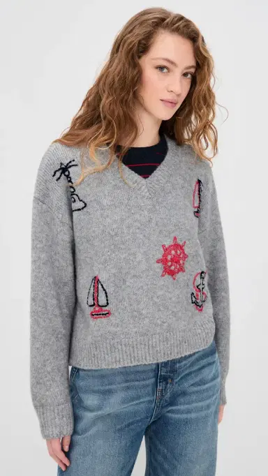 Bailey Rose Nautical Sweater Heather Grey | Thumbnail 2 Bailey Rose Nautical Sweater Heather Grey | Thumbnail 2