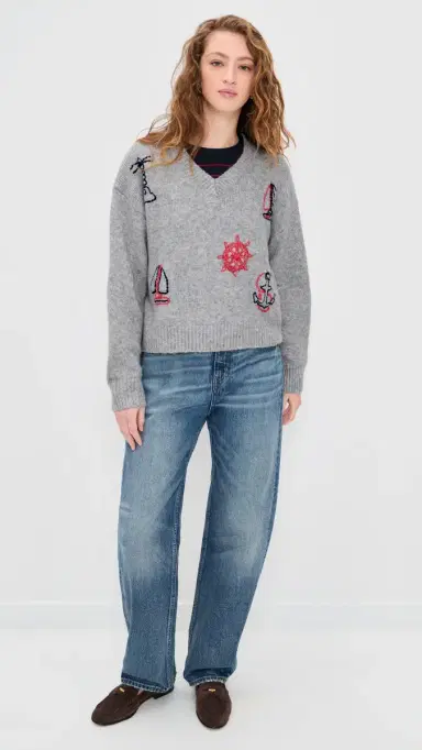 Bailey Rose Nautical Sweater Heather Grey | Thumbnail 5 Bailey Rose Nautical Sweater Heather Grey | Thumbnail 5