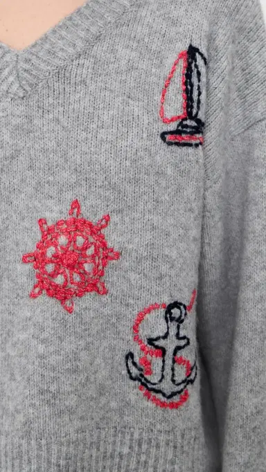 Bailey Rose Nautical Sweater Heather Grey | Thumbnail 6 Bailey Rose Nautical Sweater Heather Grey | Thumbnail 6