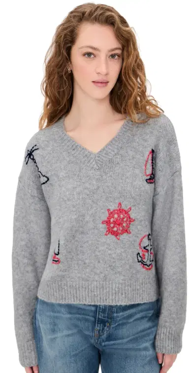 Bailey Rose Nautical Sweater Heather Grey | Thumbnail 1 Bailey Rose Nautical Sweater Heather Grey | Thumbnail 1