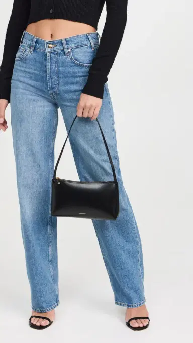 Mansur Gavriel Gaia Shoulder Bag Black/Flamma One Size | Thumbnail 3 Mansur Gavriel Gaia Shoulder Bag Black/Flamma One Size | Thumbnail 3