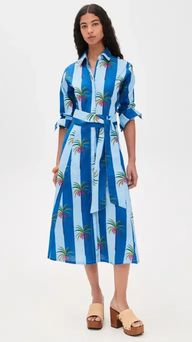 Guadalupe Design Luciana Palm Dress Blue | Thumbnail 2 Guadalupe Design Luciana Palm Dress Blue | Thumbnail 2