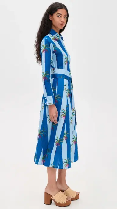 Guadalupe Design Luciana Palm Dress Blue | Thumbnail 4 Guadalupe Design Luciana Palm Dress Blue | Thumbnail 4