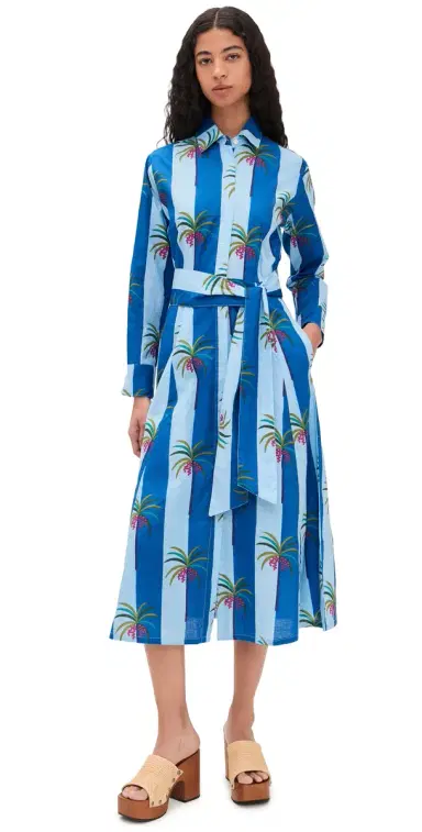Guadalupe Design Luciana Palm Dress Blue | Thumbnail 1 Guadalupe Design Luciana Palm Dress Blue | Thumbnail 1