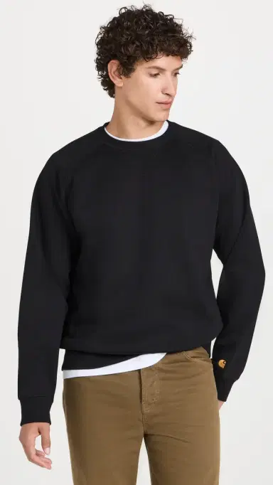 Carhartt WIP Chase Crewneck Sweatshirt Black/Gold | Thumbnail 2 Carhartt WIP Chase Crewneck Sweatshirt Black/Gold | Thumbnail 2