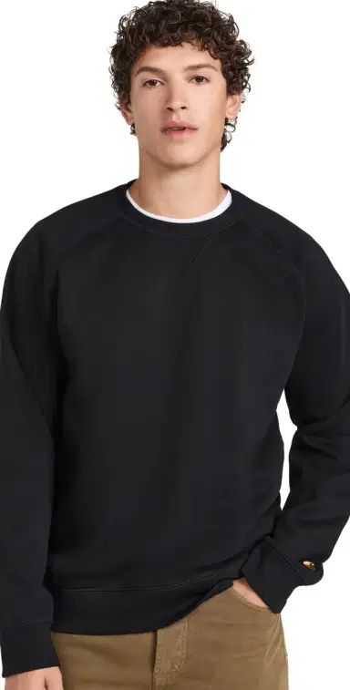 Carhartt WIP Chase Crewneck Sweatshirt Black/Gold | Thumbnail 1 Carhartt WIP Chase Crewneck Sweatshirt Black/Gold | Thumbnail 1